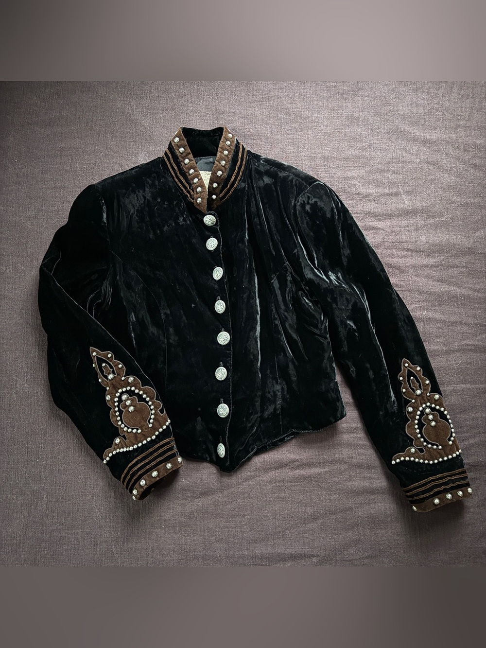 Vintage Double D Ranch Black Velvet Studded Western Jacket S